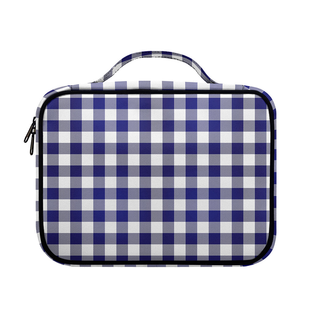 Navy And White Buffalo Check Print Briefcase Bible Bag