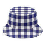 Navy And White Buffalo Check Print Bucket Hat