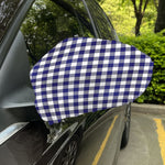 Navy And White Buffalo Check Print Car Side Mirror Covers