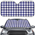 Navy And White Buffalo Check Print Car Windshield Sun Shade