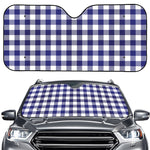 Navy And White Buffalo Check Print Car Windshield Sun Shade