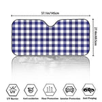 Navy And White Buffalo Check Print Car Windshield Sun Shade