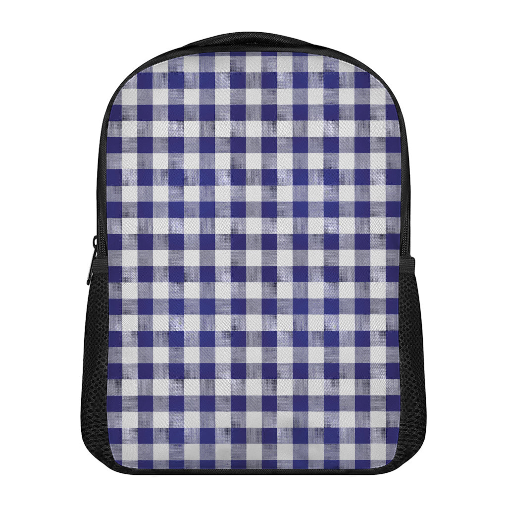Navy And White Buffalo Check Print Casual Backpack