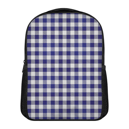 Navy And White Buffalo Check Print Casual Backpack