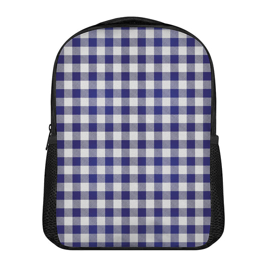Navy And White Buffalo Check Print Casual Backpack