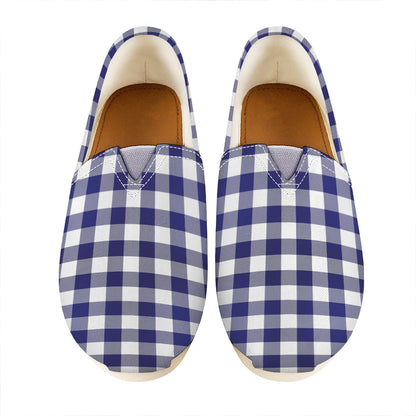 Navy And White Buffalo Check Print Casual Shoes