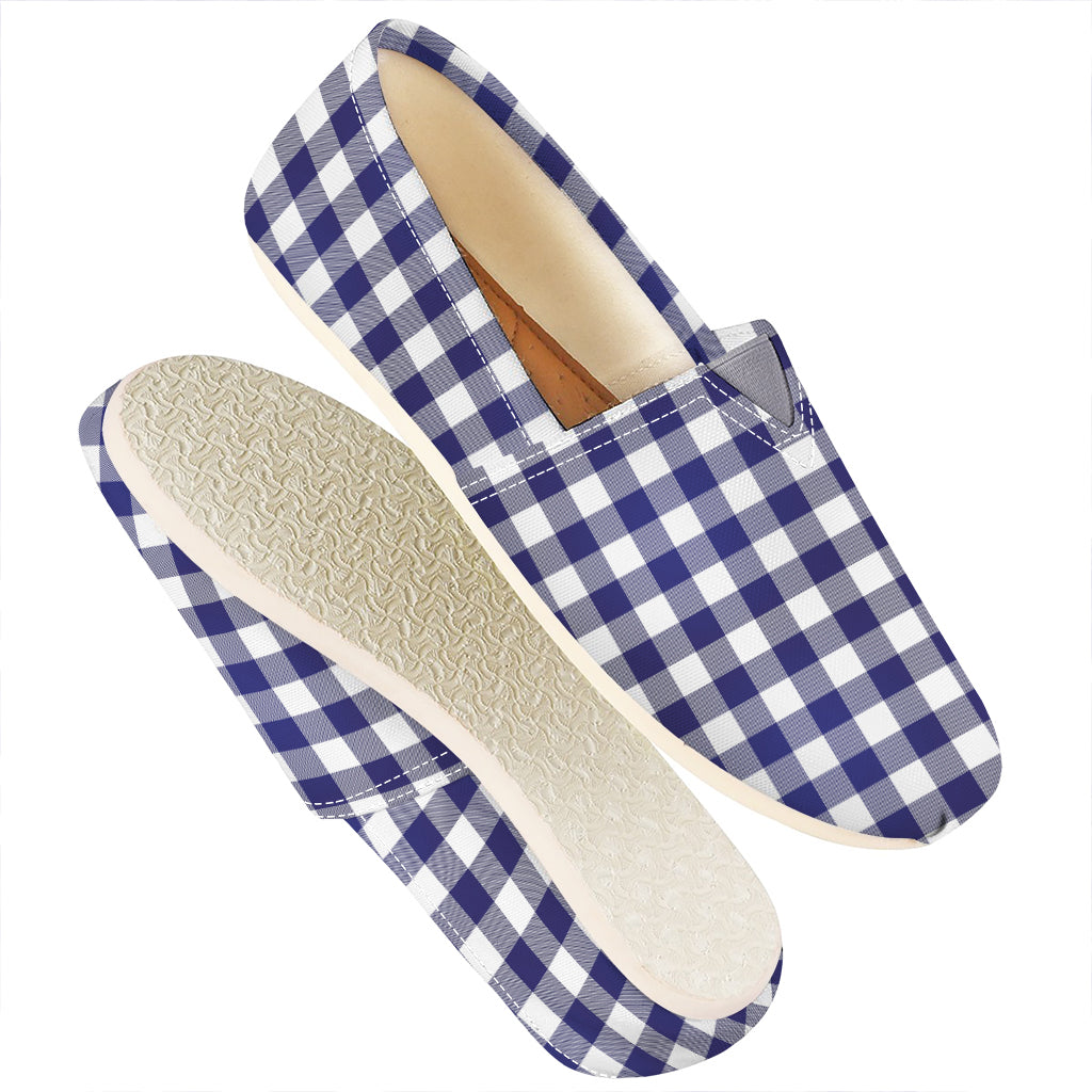 Navy And White Buffalo Check Print Casual Shoes