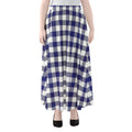 Navy And White Buffalo Check Print Chiffon Maxi Skirt