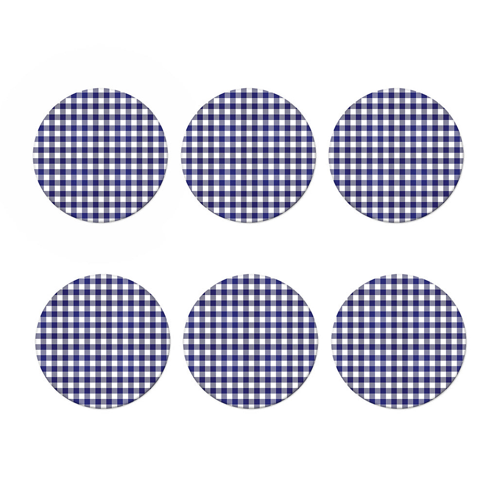 Navy And White Buffalo Check Print Coaster Set