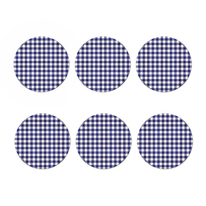 Navy And White Buffalo Check Print Coaster Set