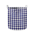Navy And White Buffalo Check Print Collapsible Laundry Basket