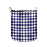Navy And White Buffalo Check Print Collapsible Laundry Basket