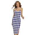 Navy And White Buffalo Check Print Cross Back Cami Dress