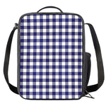 Navy And White Buffalo Check Print Crossbody Lunch Bag