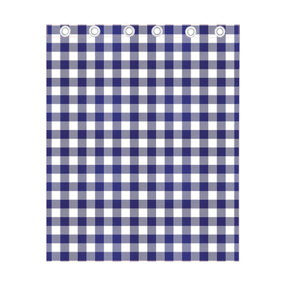 Navy And White Buffalo Check Print Curtain