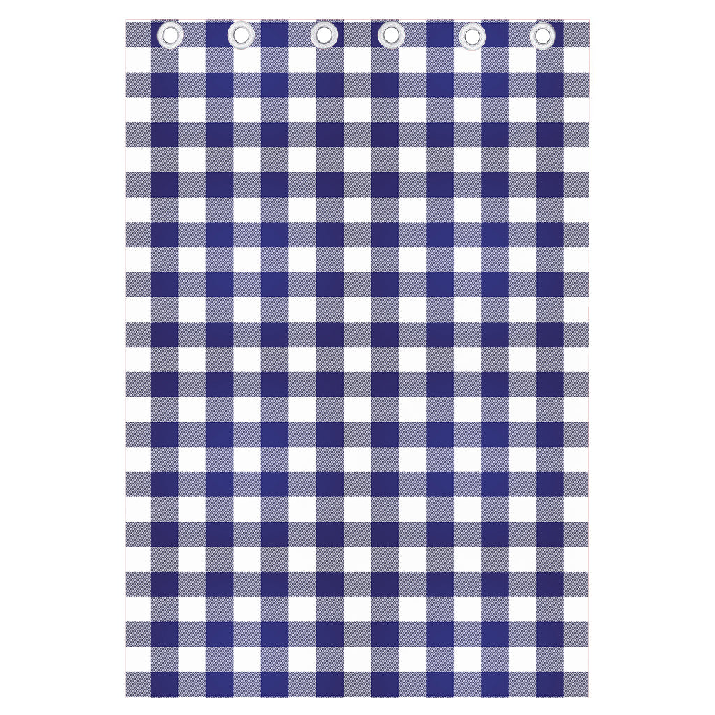 Navy And White Buffalo Check Print Curtain