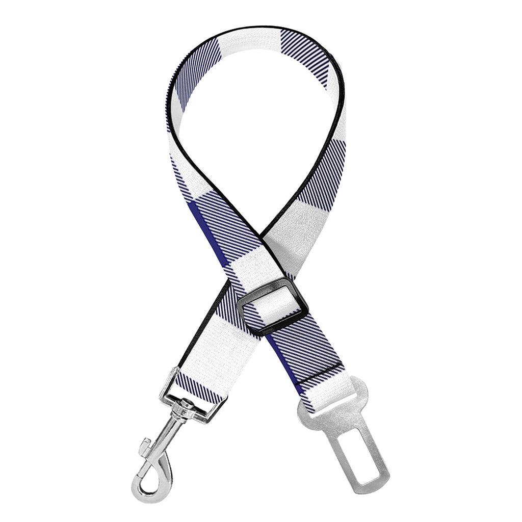 Navy And White Buffalo Check Print Dog Seat Belt