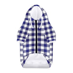 Navy And White Buffalo Check Print Dog Zip Up Hoodie