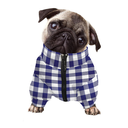 Navy And White Buffalo Check Print Dog Zip Up Jacket