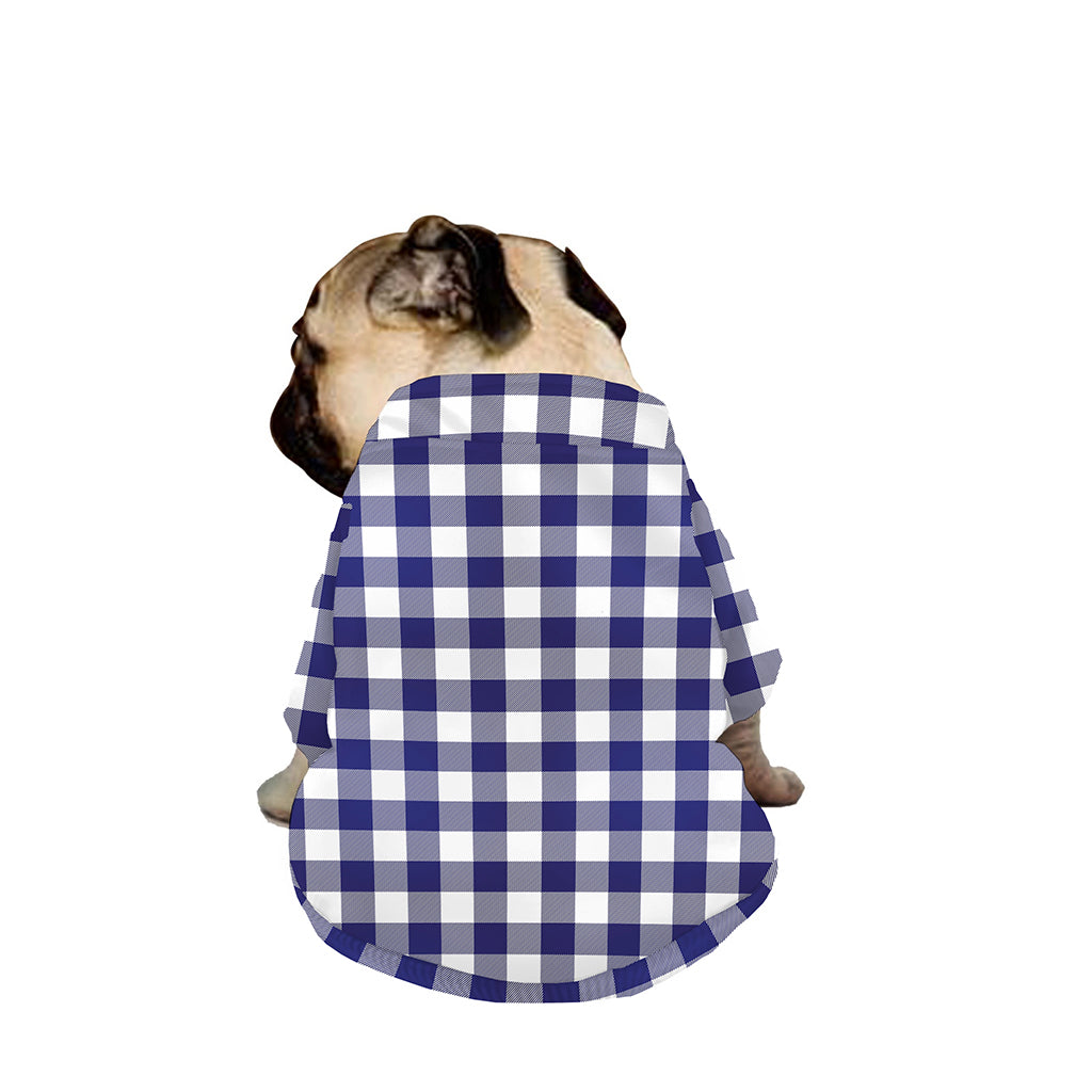 Navy And White Buffalo Check Print Dog Zip Up Jacket