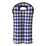 Navy And White Buffalo Check Print Double Neoprene Wine Tote