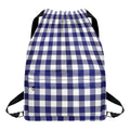 Navy And White Buffalo Check Print Drawstring Backpack