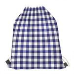 Navy And White Buffalo Check Print Drawstring Bag