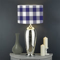 Navy And White Buffalo Check Print Drum Lamp Shade