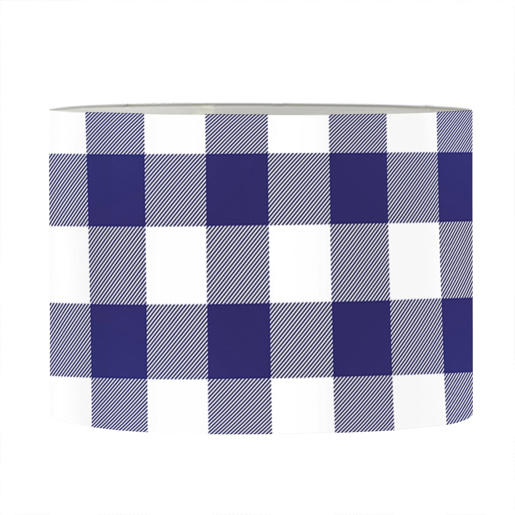 Navy And White Buffalo Check Print Drum Lamp Shade