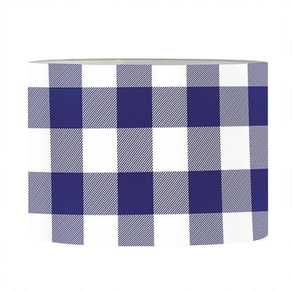Navy And White Buffalo Check Print Drum Lamp Shade