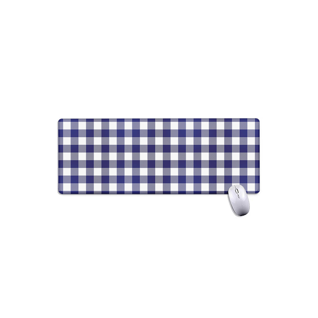 Navy And White Buffalo Check Print Extended Mouse Pad