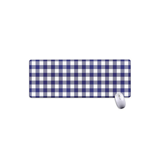 Navy And White Buffalo Check Print Extended Mouse Pad
