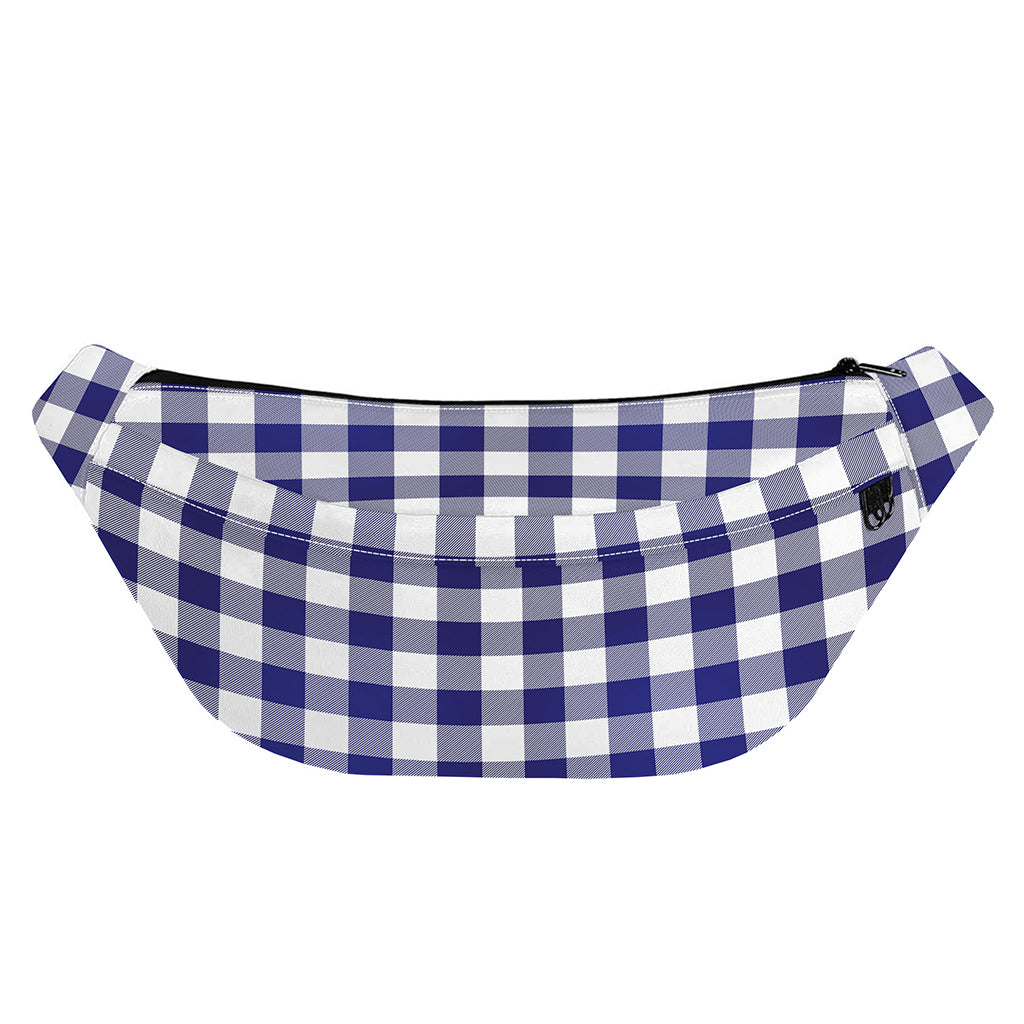Navy And White Buffalo Check Print Fanny Pack