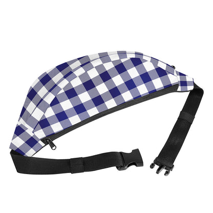 Navy And White Buffalo Check Print Fanny Pack
