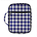 Navy And White Buffalo Check Print Front Pocket Bible Bag