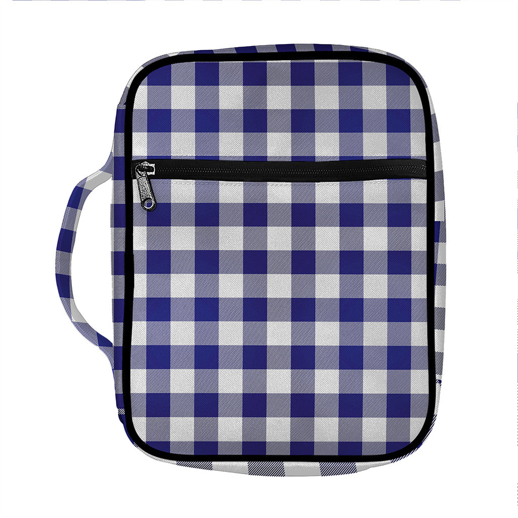 Navy And White Buffalo Check Print Front Pocket Bible Bag