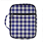 Navy And White Buffalo Check Print Front Pocket Bible Bag