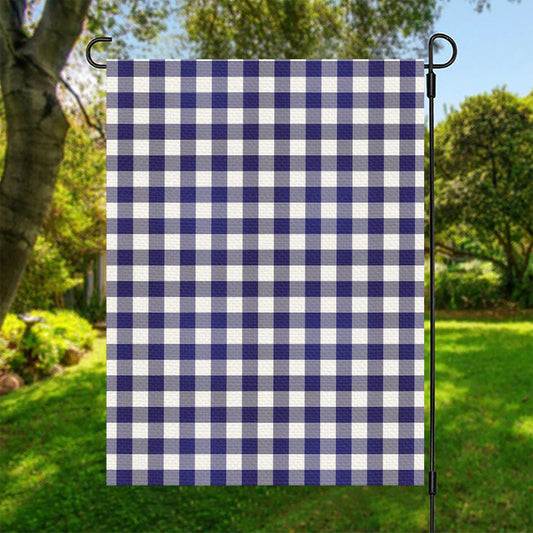 Navy And White Buffalo Check Print Garden Flag