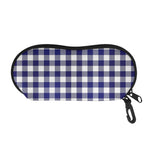 Navy And White Buffalo Check Print Glasses Case