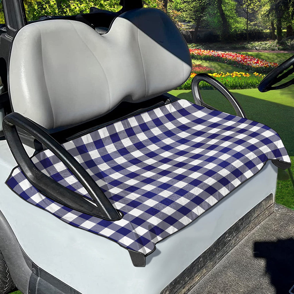 Navy And White Buffalo Check Print Golf Cart Seat Cover