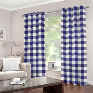 Navy And White Buffalo Check Print Grommet Curtains