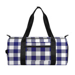 Navy And White Buffalo Check Print Gym Bag