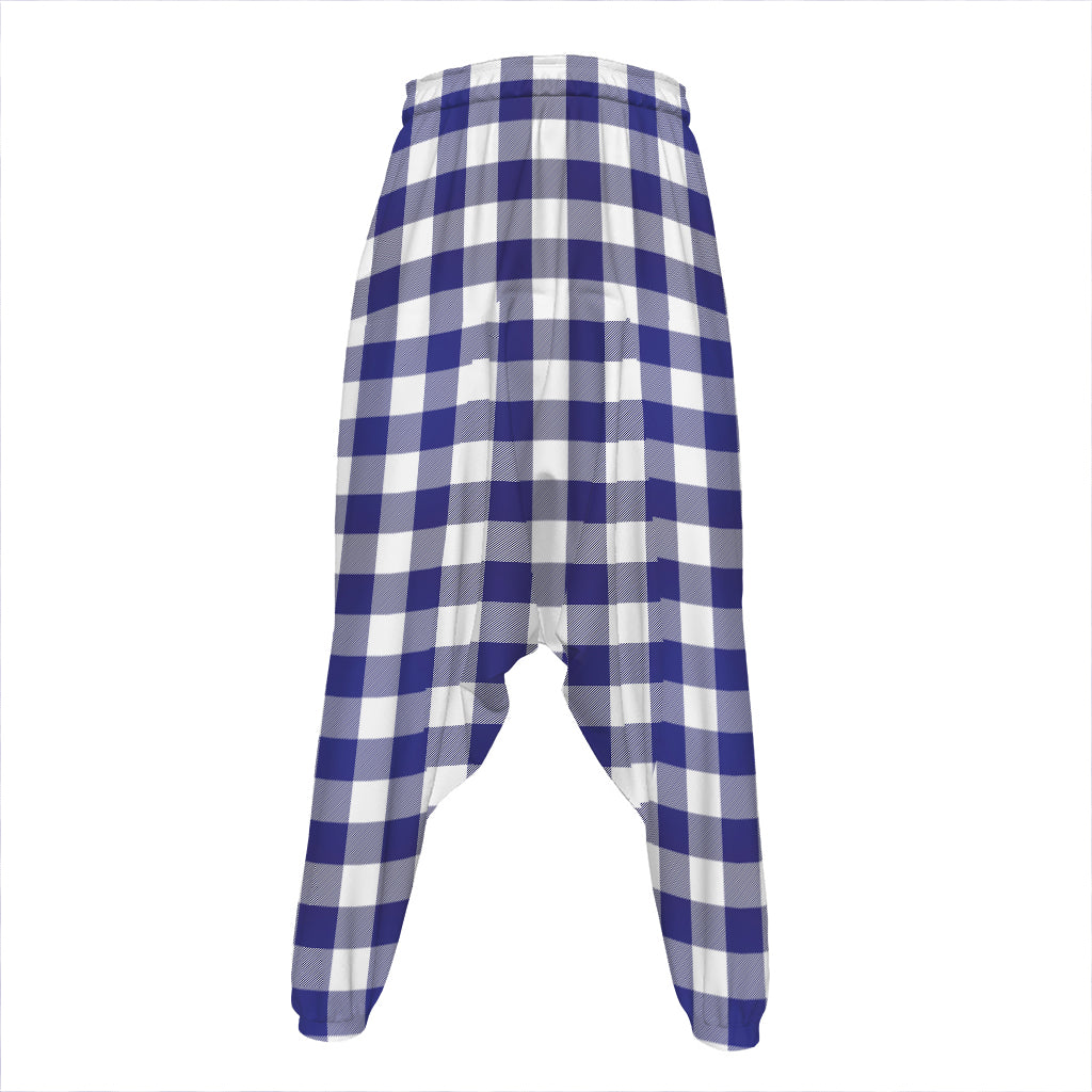 Navy And White Buffalo Check Print Hammer Pants