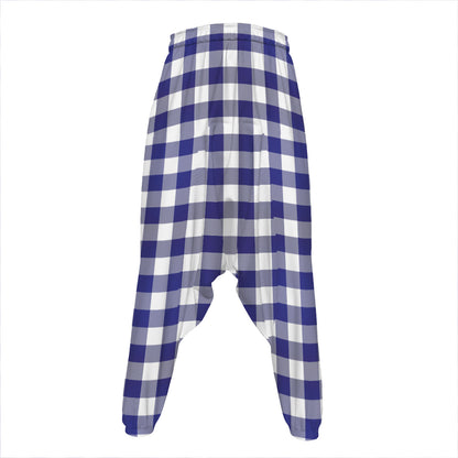 Navy And White Buffalo Check Print Hammer Pants