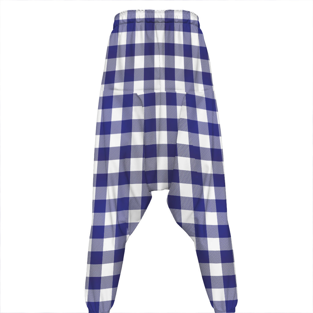 Navy And White Buffalo Check Print Hammer Pants