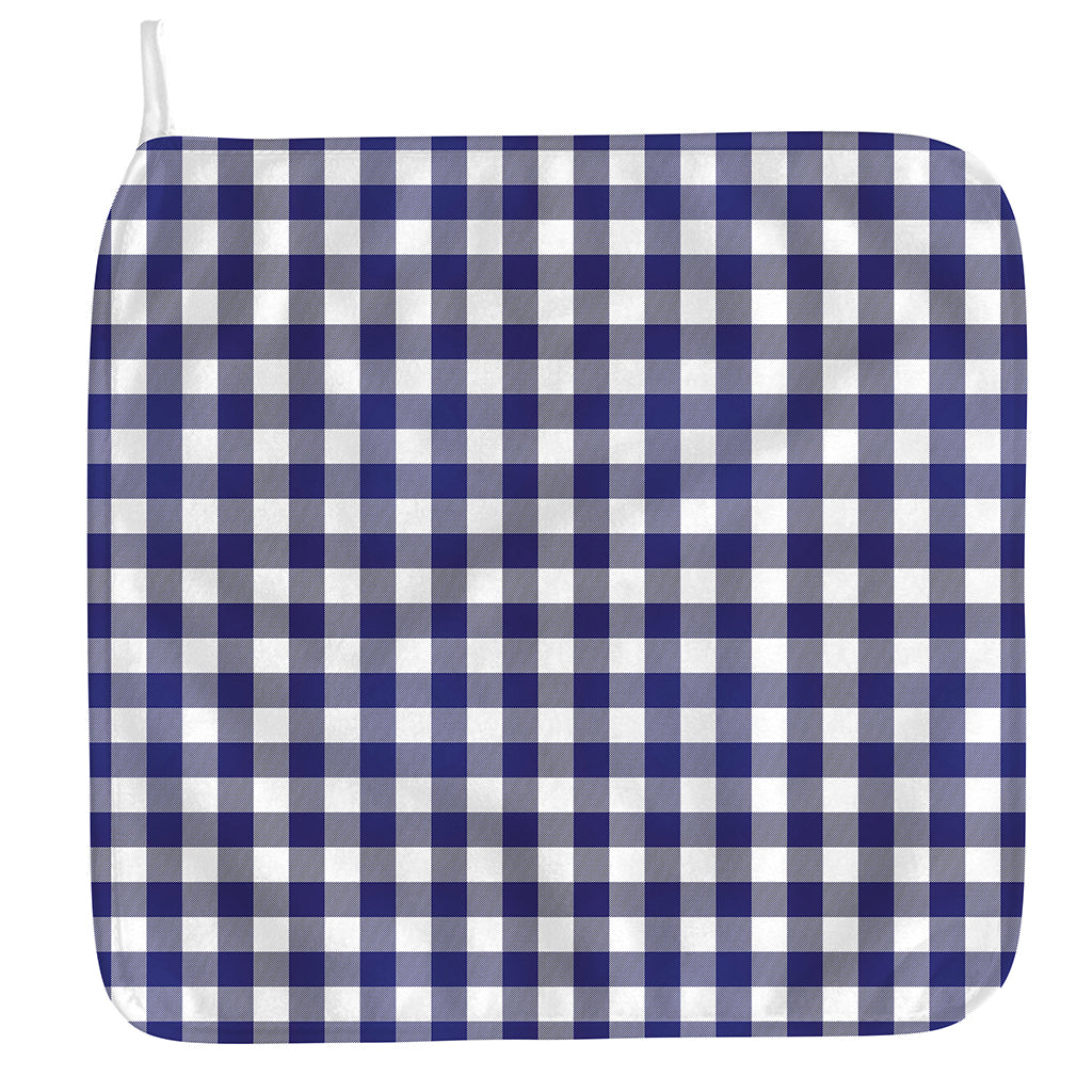 Navy And White Buffalo Check Print Hand Towel