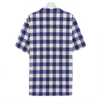 Navy And White Buffalo Check Print Hawaiian Shirt