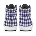 Navy And White Buffalo Check Print High Top Leather Sneakers
