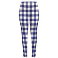 Navy And White Buffalo Check Print High-Waisted Pocket Leggings