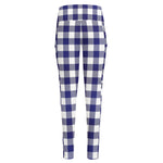 Navy And White Buffalo Check Print High-Waisted Pocket Leggings